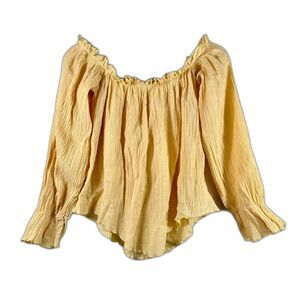 Vintage USA Cotton Gauze Prairie Peasant Blouse Off Shoulder Boho Top S